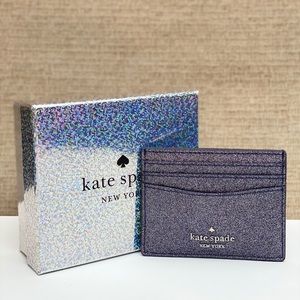 NWT Kate Spade Glitter Slim Card Case Small Wallet